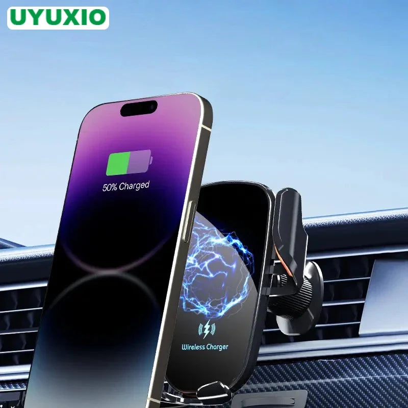 UYUXIO Wireless Car Charger Air Vent Fast Charging Phone Holder in Car for iPhone 16 Pro Max 15 14 12 13 Samsung Android Phones