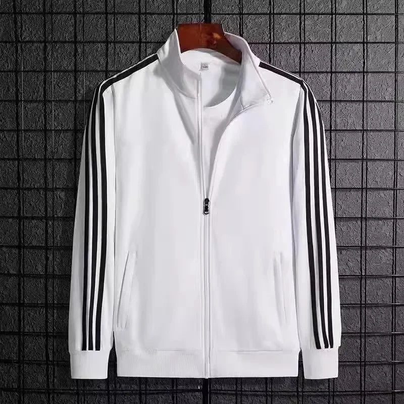 Casual Sportswear Set for Men Spring Autumn Thin Three-Stripes Open Cardigan Hoodie Pants Combo Lightweight Male Outfit
