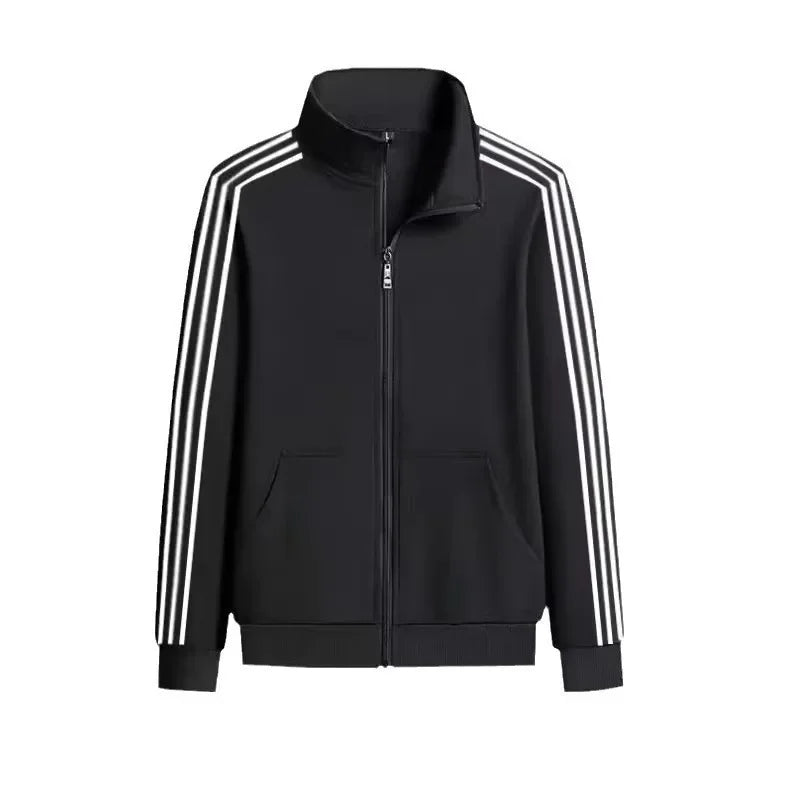 Casual Sportswear Set for Men Spring Autumn Thin Three-Stripes Open Cardigan Hoodie Pants Combo Lightweight Male Outfit