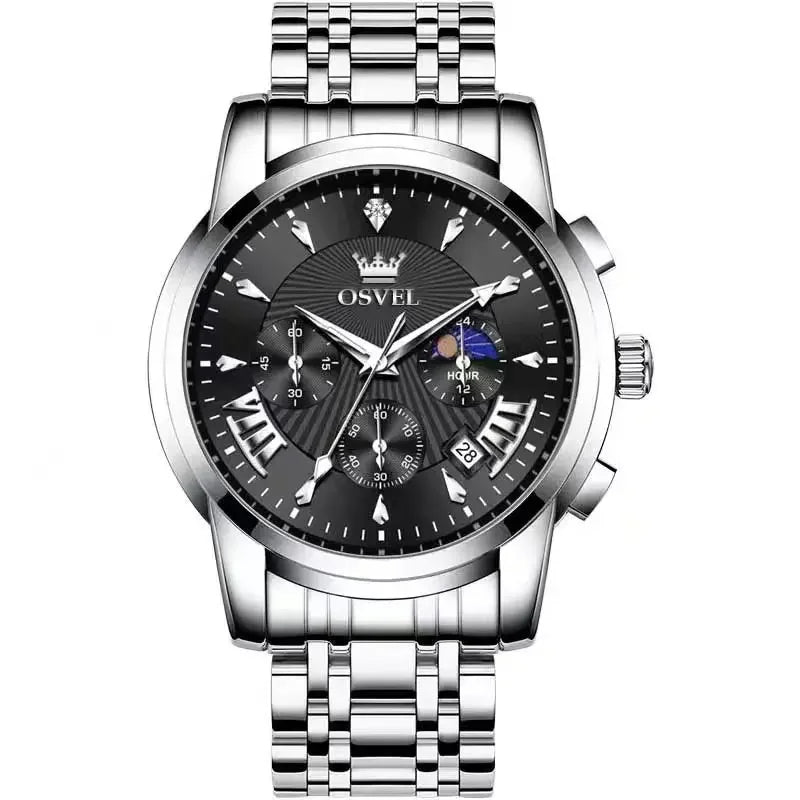 Men's Business Casual Watch Mechanical Wristwatch Elegant Design Three-eye Calendar Non-mechanical Luxury Timepiece