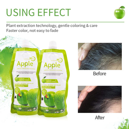 Original Apple Hair Color 1000 ML (500+500)  Ammonnia Free for Men and Women (Natural Black and Dark Brown)