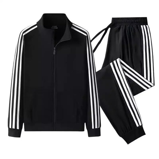 Casual Sportswear Set for Men Spring Autumn Thin Three-Stripes Open Cardigan Hoodie Pants Combo Lightweight Male Outfit