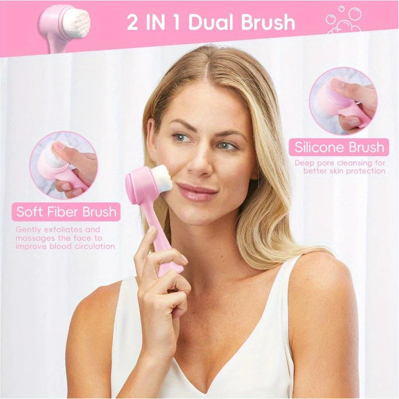 7-piece makeup and face wash beauty set, including 3 headband sets, 1 cosmetic bag, 2 face wash brushes and 1 powder puff